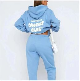 white fox hoodie tracksuit sets clothing set Women Spring Autumn Winter Hoodie Set Fashionable Sporty Long Sleeved Pullover Hooded Men's Tracksuits coat W415874