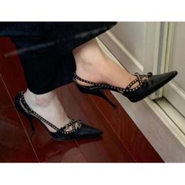 Estilo vintage rebites sapatos de salto alto moda feminina dedo do pé apontado senhora weddding nupcial preto mary jane sapato
