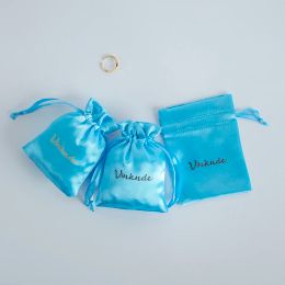 Jewellery 50pcs Silk Satin Small Jewellery Packaging Bags Pouches Custom Logo Chic Wedding Favour Gift Drawstring Pouch for Earrings Bracelet