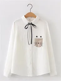 Women's Blouses Hsa Summer White Shirt For Womens 2024 Turn Down Collar Cartoon Floral Bow Bird Women Blouse Elegant Tops Korean Shirts