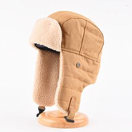 Berets Winter Windproof Bomber Hats For Women Men Thicken Warm Russian Caps Unisex Ear Flap Cycling Skiing Snow