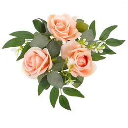 Decorative Flowers Simulated Flower Holder Decor Pillar Wreaths Mini Roses For Pillars Cloth Artificial Ring Garland Rings