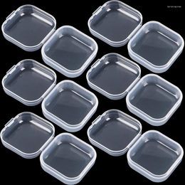 Jewelry Pouches 6Pcs Mini Clear Plastic Storage Box Container With Lids Empty Hinged Boxes For Beads Making Home Craft 3.5 1.8cm