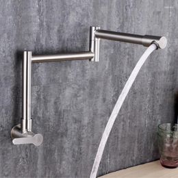 Kitchen Faucets 304 Stainless Steel Lead Free Wall-mounted Single Handle Folding Sink Faucet Cold Water Taps Foldable