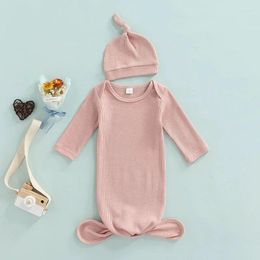 Blankets Solid Baby Sleeping Bag With Hat Cotton Sleep Blanket Born Wrap Swaddle Soft Bedding Comfort Long Sleeve