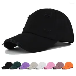 Ball Caps Baseball Cap Snapback Hat Pure Colour Water Washing Hole Spring Autumn Hip Hop Fitted For Men Women