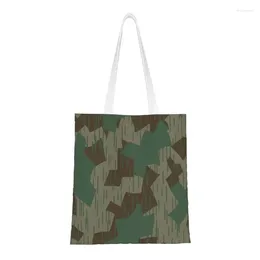 Shopping Bags World War 2 German Camouflage Grocery Bag Printing Canvas Shopper Tote Shoulder Military Army Handbag