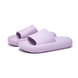 Platform Slippers for summer indoor home anti slip bathroom shower couples thick soled purple