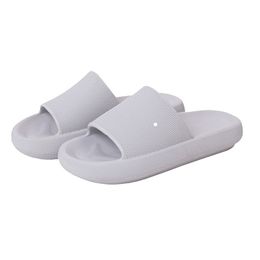 Platform Slippers for summer indoor home anti slip bathroom shower couples thick soled beige