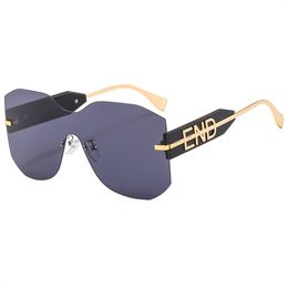 Metall F Rahmenlose Sonnenbrille Designer Brief Frauen Brillen Mann Verbundene Brille Strand Goggle Adumbral Uv Proof Pc Sonnenbrille