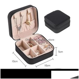 Jewellery Pouches Bags Pouches Portable Storage Box For Travel Organiser Leather Case Earrings Necklace Ring Display With Zipper Drop Dhi1S