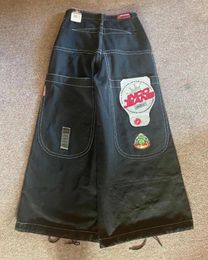 여자 청바지 y2k baggy 여자 힙합 미국 하이 허리가 빈티지 JNCO 와이드 다리 바지 자수 그래픽하라 주쿠