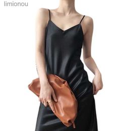 Urban Sexy Dresses Summer Dresses Women 2022 Satin Silk Black Dress Solid Pyjamas Lace Long Skirt Plus Size Girl Casual Dresses 240223