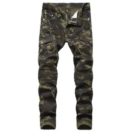 Men's Jeans 2024 Fashion Military Camouflage Trousers Male Slim Hip Hop Army Green Pocket Cargo Straight Denim Pants Streetwear