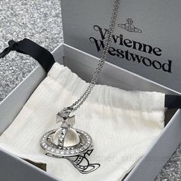 Planet Necklace Designer Necklace for Woman Vivienen Luxury Jewellery Viviane Westwood High Version the Same Full Diamond Star Ring Transparent Saturn Necklace for w