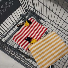 Cosmetic Bags Yellow Fashion Organizer Striped Pattern Pouch Toiletry Bag Canvas Handbag Makeup Case