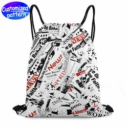 Custom bundle pocket HD pattern Rugged wear-resistant shoulder strap open drawstring design Large capacity fashion honeycomb cloth 158g multi-color