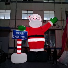 wholesale 10mH (33ft) with blower wholesale Llluminated Inflatable Balloon Santa Inflatables Balloon Xmas for Stage Christmas Decration