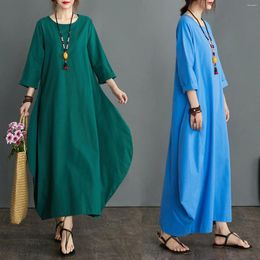 Casual Dresses Women'S Summer Plus Size O Neck Dating Party Midlength Skirt Female Holiday Loose Beach Cover Up Robe