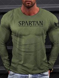 Spartans Mens Gym Tshirt Tops Graphic Long Sleeve Comfortable and Breathable Fashion Sweatshirt Autumn Men Quick Dry Clothing 240219