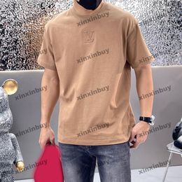 xinxinbuy Men designer Tee t shirt 2024 emboss letter printing 1854 short sleeve cotton women blue black white green khaki S-3XL