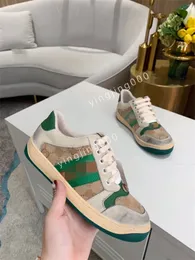 Luxury Sneakers Dirty Shoes Mens Shoes Classic Vintage Leather Green Sneaker Low Top Women Trainer Green Stripe Lace-up Sneakers cz240240