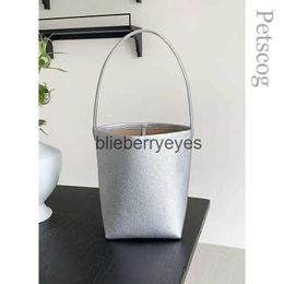 Shoulder Bags Evening Bags Silver Bucket Bags For Women 2023 Large Capacity Soft Pu Leather Handbags Clutch Purse Luxury Fashion Female Shoulder BagsH24223