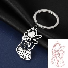 Chains Personalised Children's Drawing Key Chain Stainless Steel Custom LOGO Hand Painted Keychains for Women Men Gifts