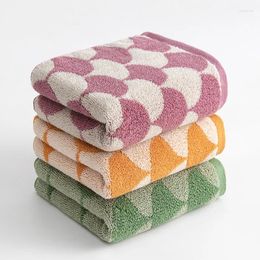 Towel 2PCS Adult Cotton Jacquard Geometric Fan Pattern Set Bathroom Soft Absorbent Kids Face 35X75CM