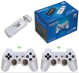 Consoles Powkiddy Y6 2.4G Wireless Game Tv Stick Retro PS1 Family Portable Video Game Console 4K HD Support Multiplayer 10000 Games