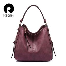 Realer Shoulder Bag Women Designer Handbag High Quality Female Hobo Bag Tote Soft Artificial Leather Large Crossbody Bags Ladies J283W