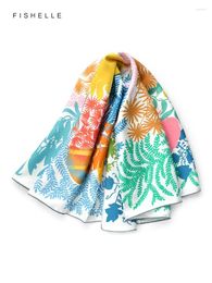 Scarves Fresh Colorful Tropical Forest Printed Natural Silk Twill Women Scarf Real Ladies Spring Autumn Shawl Luxury Gifts