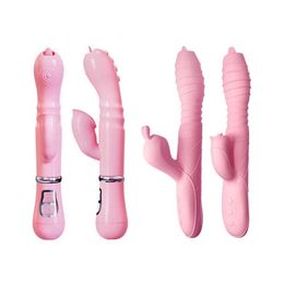 Tongue licking rabbit vibrator massage stick heated and retractable female masturbation device adult sexual toys 231129