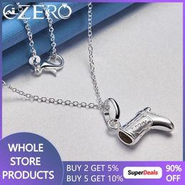 Pendants ALIZERO 925 Sterling Silver 40-75cm Chain Cowboy Shoes Boots Pendant Necklace For Women Man Wedding Party Fashion Jewellery Gift