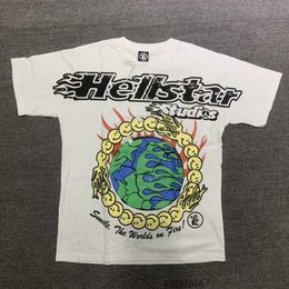 T-shirts Hellstar Studios Earth Print Trendy Hip-hop Short Sleeves Man Women t Shirts Unisex Cotton Tops Men Vintage T-shirts Summer Loose Tee Rock Outfits AE9H