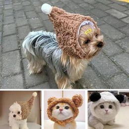 Dog Apparel Pet Headband Adorable Plush Cat Bear Hat For Small Pets Adjustable Soft Warm Costume Accessories Cats Dogs