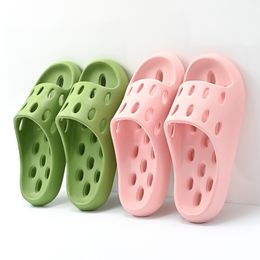 in Women Cheese Slippers Hollow for the Bathroom Quick Drying Couple Non Slip Mens EVA Sandals Green Pink 214 Dryg Pk