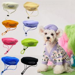 Dog Apparel Fashion Colourful Pet Adjustable Beret For Small Dogs Puppy Pographic Props Hat Accessories Decorative PC1617