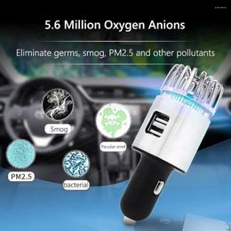 JO-6291 Ionic Car Air Purifier Freshener Dual USB Charger Deodorizer Oxygen Bar