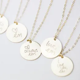 Pendants Romantic Handwriting Necklace Handmade Initial Letter Coins Choker Gold Filled Collier Femme Jewellery