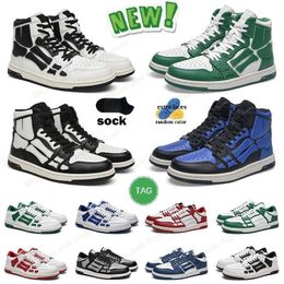 Wholesale Bone shoes ami Unisex skeleton shoe white light grey black fluorescent yellow white brown red black white blue NOW sneakers trainer