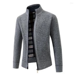 Men's Sweaters Autumn Winter Knit Cardigan Men Solid Color Stand Collar Slim Sweatercoat Mens Knitted Jackets Zippers Cardigans Man