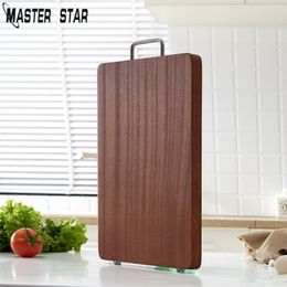 Master Star Black Walnut Wooden Chopping Board Kitchen Thick Blocks Nature Whole Wood Cutting Board With Handle T200111234b