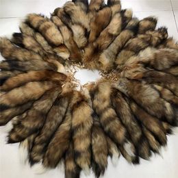 10Pcs/lot-14"/35cm Real Genuine Red Fox Fur Tail Keychain Cosplay Toy Car Phone Pendant Tassels