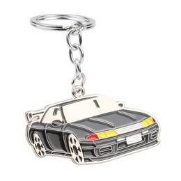 Keychains Car Shape Keychain Racing Keyring Double-sided Gift JDM NOS Turbo Metal Model Key Pendant2578