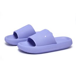 Platform Slippers for summer indoor home anti slip bathroom shower couples thick soled purple white