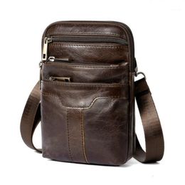 Retro Mens Bag Man Messenger Bag Genuine Leather Small Vintage Crossbody Bags For Men Male Shoulder Bolsa12187