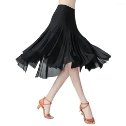 Stage Wear Elegant Mesh Mid-Long Latin Dance Skirt For Women Style Comfort Soft Ballroom Waltz Dancewear