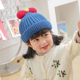 Berets Princess Beanie Caps Cute Kawaii Kids Bow Winter Thicken Warm Outdoor Wool Knit Hats Bonnets For Children Boys Girls Accessories