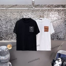 xinxinbuy Men designer Tee t shirt 2024 emboss Leather pockets 1854 short sleeve cotton women blue black white green khaki XS-XL